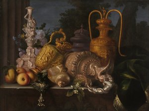 Stillleben, Muscheln und Goldschmiedekunst