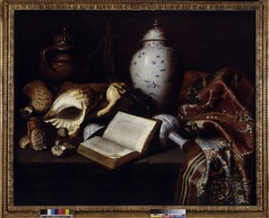 Chinesische Vasen, Muscheln, antike Bronzen, Bücher und Teppiche von Meiffren (c.1630 1705) Conte