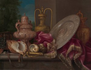 Stillleben mit Silber- und Goldplatte, Muscheln und einem Schwert, viertes Viertel des 17. Jahrhunderts