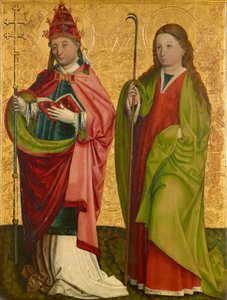 Rechter Flügel des sog. Pretschlaipfer-Triptychons: Hll. Gregor und Agathe (Innenseite); Hll. Erasmus und Barbara (Außenseite)