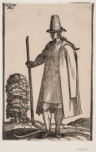 Griechischer Bauer, der eine Sense in der rechten Hand hält von Melchior Lorck