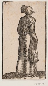 Frau, schräg von hinten gesehen, nach rechts gehend von Melchior Lorck