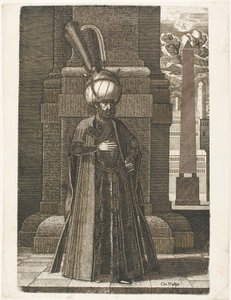 Porträt von Ismail, Botschafter des persischen Schahs Tahmasp I, stehend von Melchior Lorck