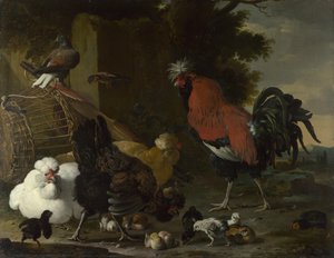 Ein Hahn, Hennen und Küken, ca. 1668-1670