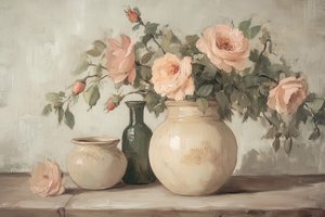Pfirsichrosen Stillleben