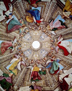 Darstellungen von Propheten und Engeln. Fresko von Melozzo da Forlì (Melozzo degli Ambrosi) (1438-1494). Kuppel der Sakristei von San Marco, Heiligtum der Santa Casa, Loreto von Melozzo da Forli