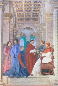 Sixtus IV ernennt Platina zum Präfekten der Vatikanischen Bibliothek von Melozzo da Forli