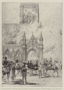 Die Königin in Kensington, Ihre Majestät empfängt die Adresse der Gemeinde und Einwohner von Kensington vor der St. Mary Abbotts Kirche von Melton Prior