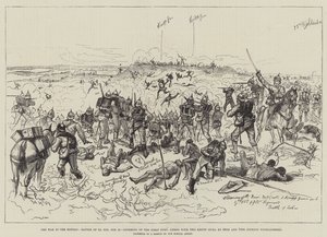 Der Krieg im Sudan, Schlacht von El Teb, 29. Februar, Erstürmung des ersten Forts, bewaffnet mit zwei Krupp-Geschützen, durch die 65. und 75. Gordon Highlanders von Melton Prior