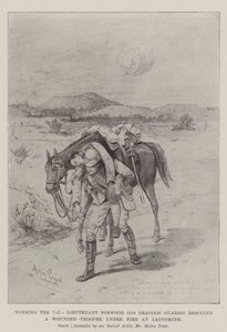 Gewinn des VC, Leutnant Norwood (5. Dragonerwache) rettet einen verwundeten Soldaten unter Beschuss in Ladysmith von Melton Prior
