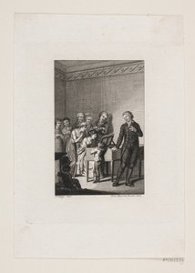Illustration mit Gesellschaft um ein Spinett von Meno Haas