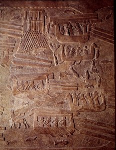 Mesopotamien: maritime Szene, die den Transport von Holz nach Libanon darstellt (Detail) von Mesopotamian Mesopotamian