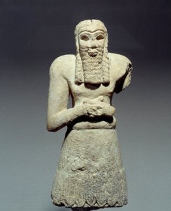 Orientalische Antiquitäten: Statuette aus Kalkstein von Orant, gewidmet Prinz Ginak