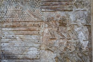 Transport von Zedernholz aus dem Libanon. (Flachrelief)