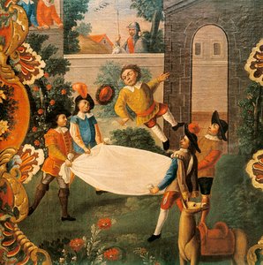 Szene aus Don Quijote von der Mancha (El ingenioso Hidalgo Don Quijote de la Mancha) von Miguel de Cervantes (1547-1616) 18. Jahrhundert (Gemälde)