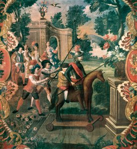 Szene aus "Don Quijote von der Mancha" (Der sinnreiche Junker Don Quijote von der Mancha) von Miguel de Cervantes Saavedra (1547-1616)