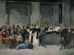 Das Begräbnis des Inka Atahualpa in der Stadt Cajamarca, anwesend Francisco Pizarro (ca. 1475-1541) von Mexican School