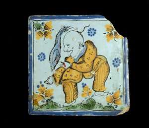 Fliese mit groteskem Chinesen, ca. 1800 von Mexican School