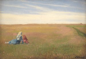 Zwei Mädchen auf einem Feld. Ein Sommertag von Michael Ancher