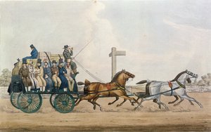 Ankunft am Ende einer Etappe, graviert von J. Harris, 1856 von Michael Angelo Hayes