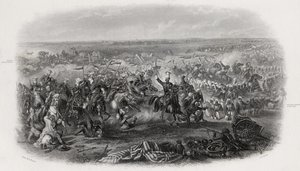 Schlacht von Aliwal, Indien, 28. Januar 1846, graviert von J.J. Crew