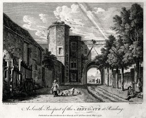 Eine Südansicht des Abteitors in Reading, Berkshire, 1775