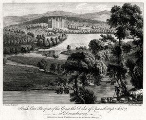 Südostansicht des Sitzes von Herzog von Queensberry in Drumlanrig, Schottland, 1775 von Michael Angelo Rooker