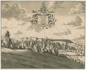 Tutbury Schloss - Fernansicht: Kupferstich, undatiert [ca. 1686] von Michael Burghers