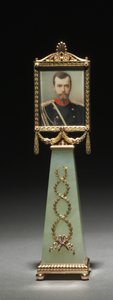 Gerahmte Miniatur: Porträt von Zar Nikolaus II., Firma Peter Carl Fabergé (1846-1920), Miniatur gemalt von Johannes Zehngraf (1857-1908), vor 1896