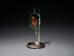 Papagei auf einer Stange (Papagei), Firma Peter Carl Fabergé (1846-1920) von Michael Evlampievich Perkhin