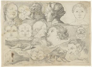 Studienblatt mit Zeichenbeispielen: Figuren, Tiere etc. von Michael Snijders