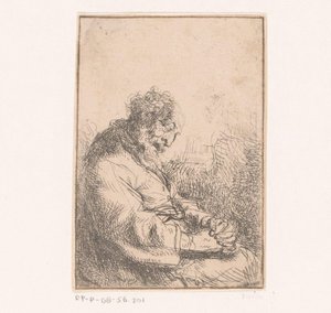 Schlafender alter Mann in einem Stuhl von Michael Willmann (attributed to)