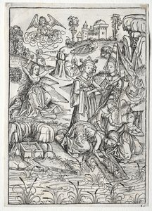 Der Schatzbehalter: Moses von der Tochter des Pharao gefunden, recto, 1491 von Michael Wolgemut