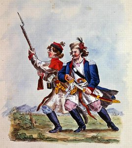 Kostüme der polnischen Armee nach 1700 (Farblithografie) von Michal Stachowicz