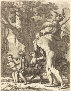 Bacchanal mit Figuren, die eine Vase tragen