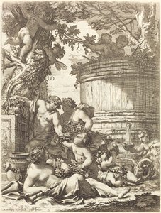 Putti mit Trauben und eine sitzende Bacchantin von Michel Dorigny