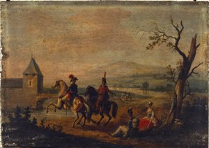 Militärs in einer Landschaft, zwischen 1751 und 1800