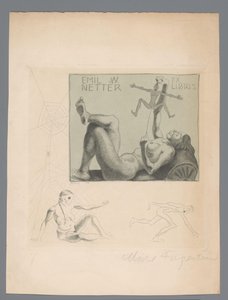 Ex libris von Emil W. Netter von Michel Fingesten (signed by artist)
