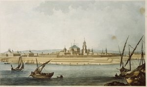 Twer (Russland). Beschreibung der neoklassischen Stadt, wie sie nach ihrer Zerstörung durch ein Feuer im Jahr 1763 wieder aufgebaut wurde, sowie der Aktivitäten an der Wolga, die die Stadt begrenzt.