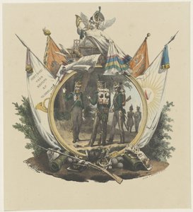 Medaille mit Freiwilligen Jägern der Universität Utrecht, 1830 von Michel Mourot