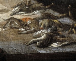 Ansicht des Rathauses (von Marseille) während der Pest von 1720