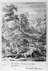 Actaeon wird in einen Hirsch verwandelt und von seinen Hunden verschlungen