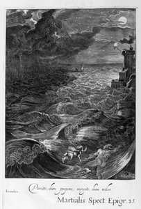 Leander schwimmt über den Hellespont, um seine Geliebte Hero zu treffen, 1655