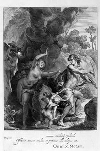Orpheus, der Eurydike aus der Hölle führt, schaut zurück und verliert sie für immer, 1655 von Michel de Marolles