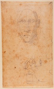 Kopfstudie und Skizze von Diomedes mit Palladius von Michelangelo (after) Buonarroti
