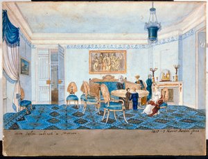 Ansicht des Salons in der Residenz der Prinzessin Zinaida Alexandrovna Volkonskaia (1792-1862) in Moskau