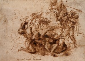 Eine Kampfszene, frühes 16. Jahrhundert von Michelangelo Buonarroti