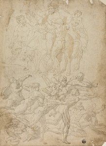 Bogenschützen, die auf einen Hermen schießen, Triumph des Bacchus und andere Studien von Michelangelo Buonarroti