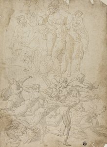 Bogenschützen, die auf einen Herm schießen, Triumph des Bacchus und andere Studien von Michelangelo Buonarroti