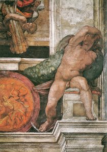 Detail der Decke der Sixtinischen Kapelle im Vatikan, 1508-1512